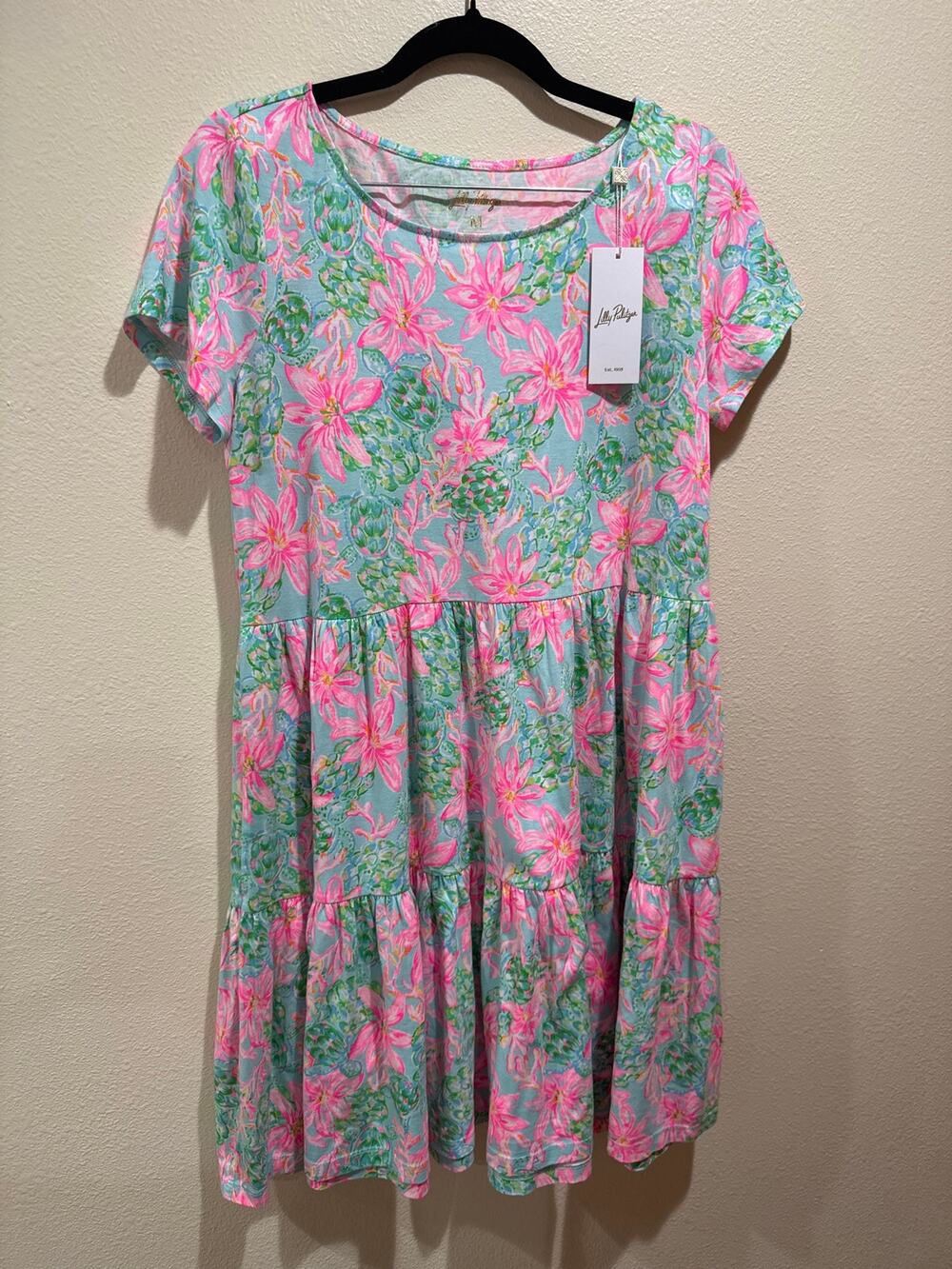Womens Lilly Pulitzer Geanna Swing Mini Dress medium pink green blue new